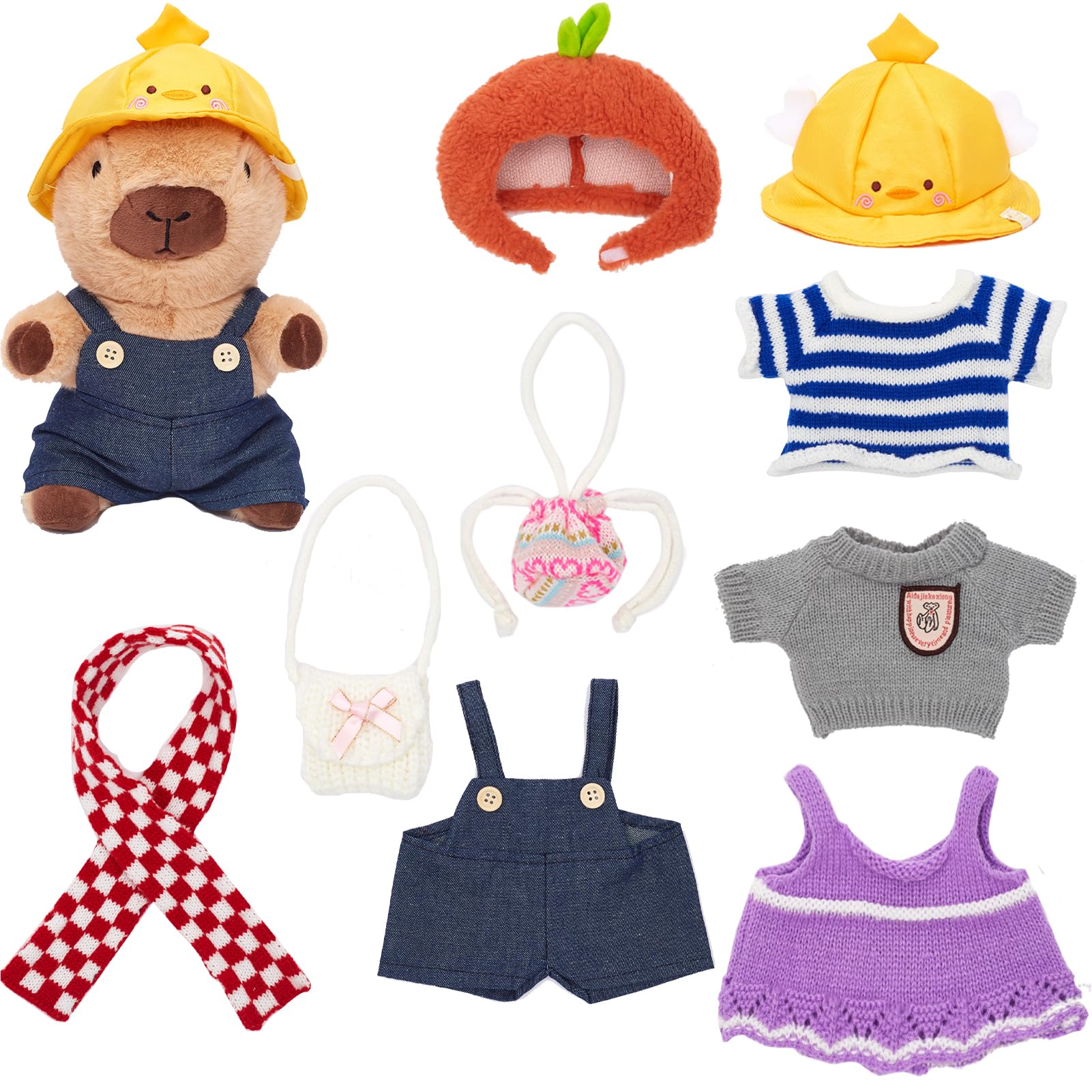 LVQING Capybara DIY Plush Doll can be Worn with a hat/Sweater/Bag. Creative and Ever-Changing Capybara Dolls are Stuffed Animal 