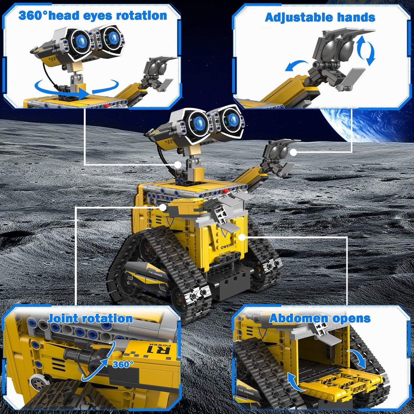 Cheffun 5-in-1 Remote Control Robot Building Kit  724 Pcs Buildable Model Engineering Toys  No Coding Needed  Creative Ideal Gift for Boys Girls Kids Ages 8 9 10 11 12 13 Year Old