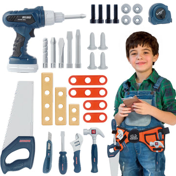 Toy Chainsaw for Kids - Kids Power Tool Set, Construction Tools for Kids, Toddler Chainsaw with Realistic Sounds & Light, Play C