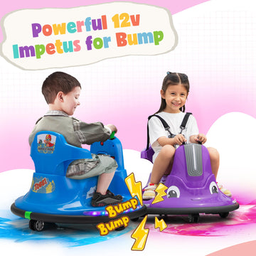 Tobbi Toddlers Bumper Car, 12V Baby Electric Ride On Snail Shape Toy With Remote Control/Children Diy Funny Stickers/360 Degree Spin For Kids Of Ages 1.5-9 (Purple)