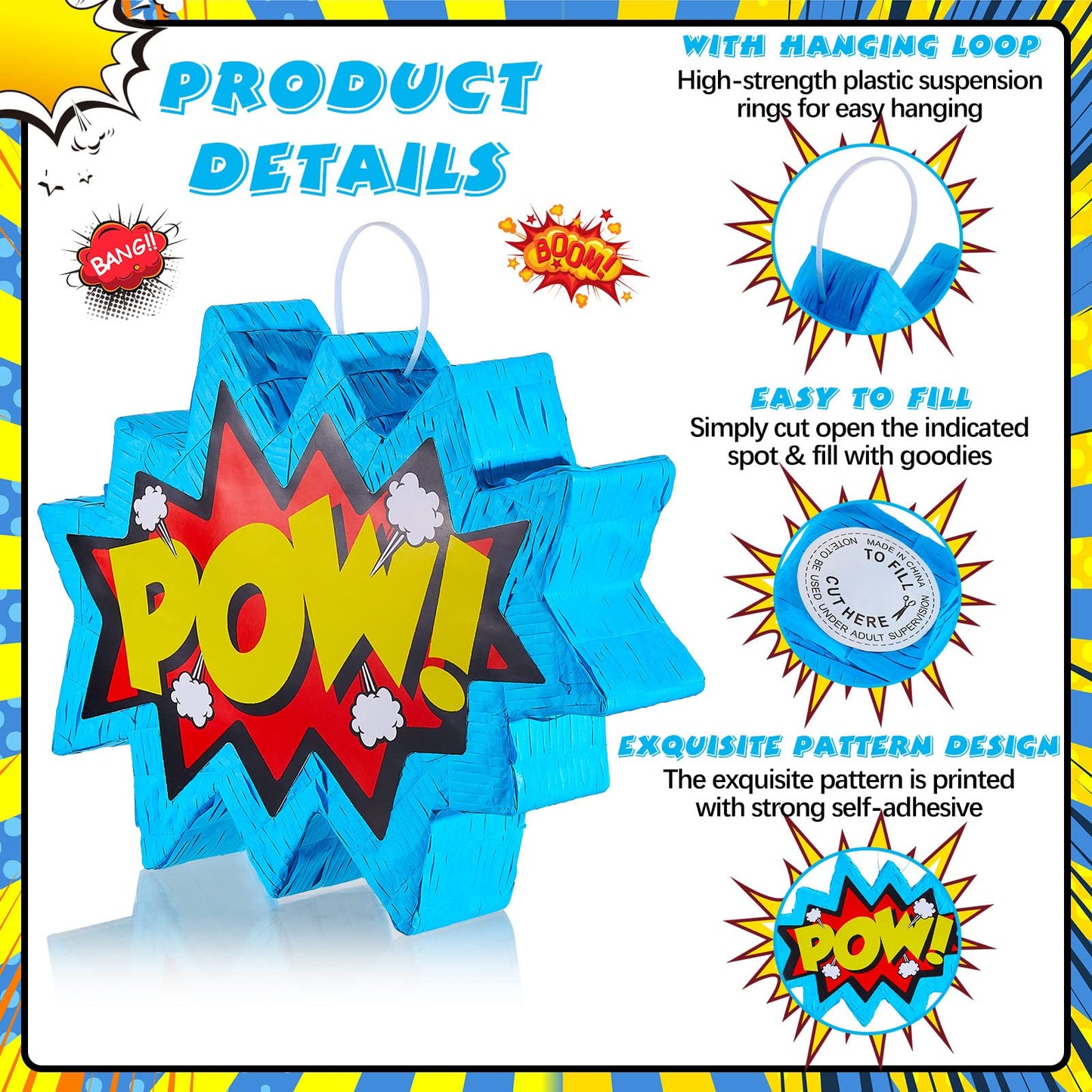Lewtemi Piñatas For Birthday Party Colorful Piñata With Stick, Blindfold, Confetti For Adults Birthday Baby Shower Party Supplies(Tractor Style)