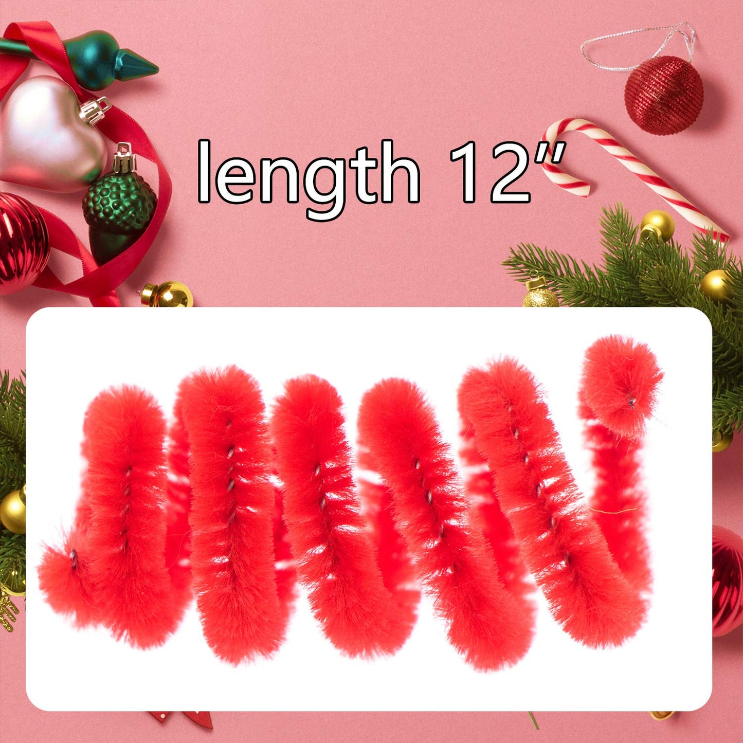 Waycreat 200 Pieces Pipe Cleaners Red Chenille Stem for DIY Art Craft Decorations (6mm x 12 Inch)