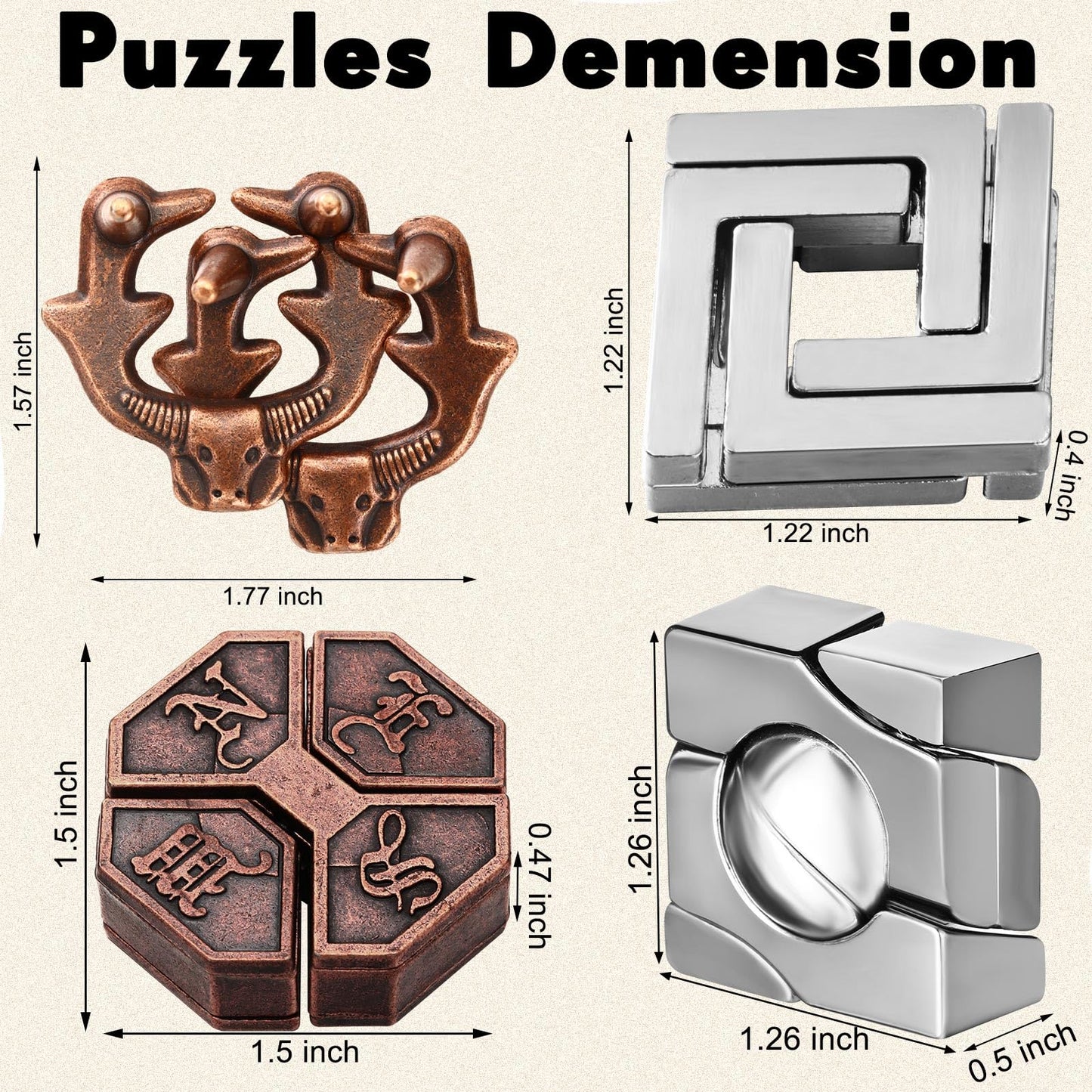 Wettarn 9 Pcs Metal Brain Teaser Puzzles Teaser 3D Steel Puzzle for mature-themeds Unlock Interlocking Puzzle mature-themed IQ Education Smart Puzzle Toys(Diverting Style)