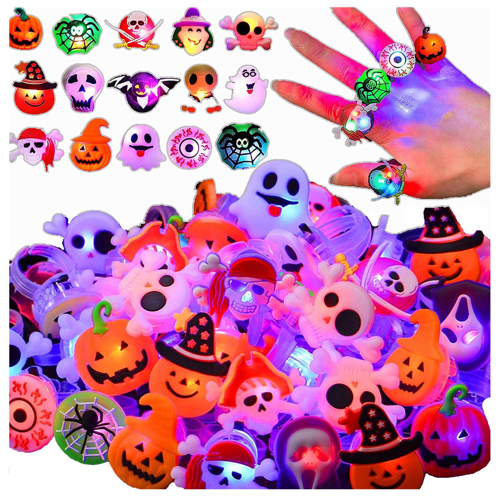 Halloween Light Up Rings 50Pcs Halloween Party Favors Light Up Toys ...
