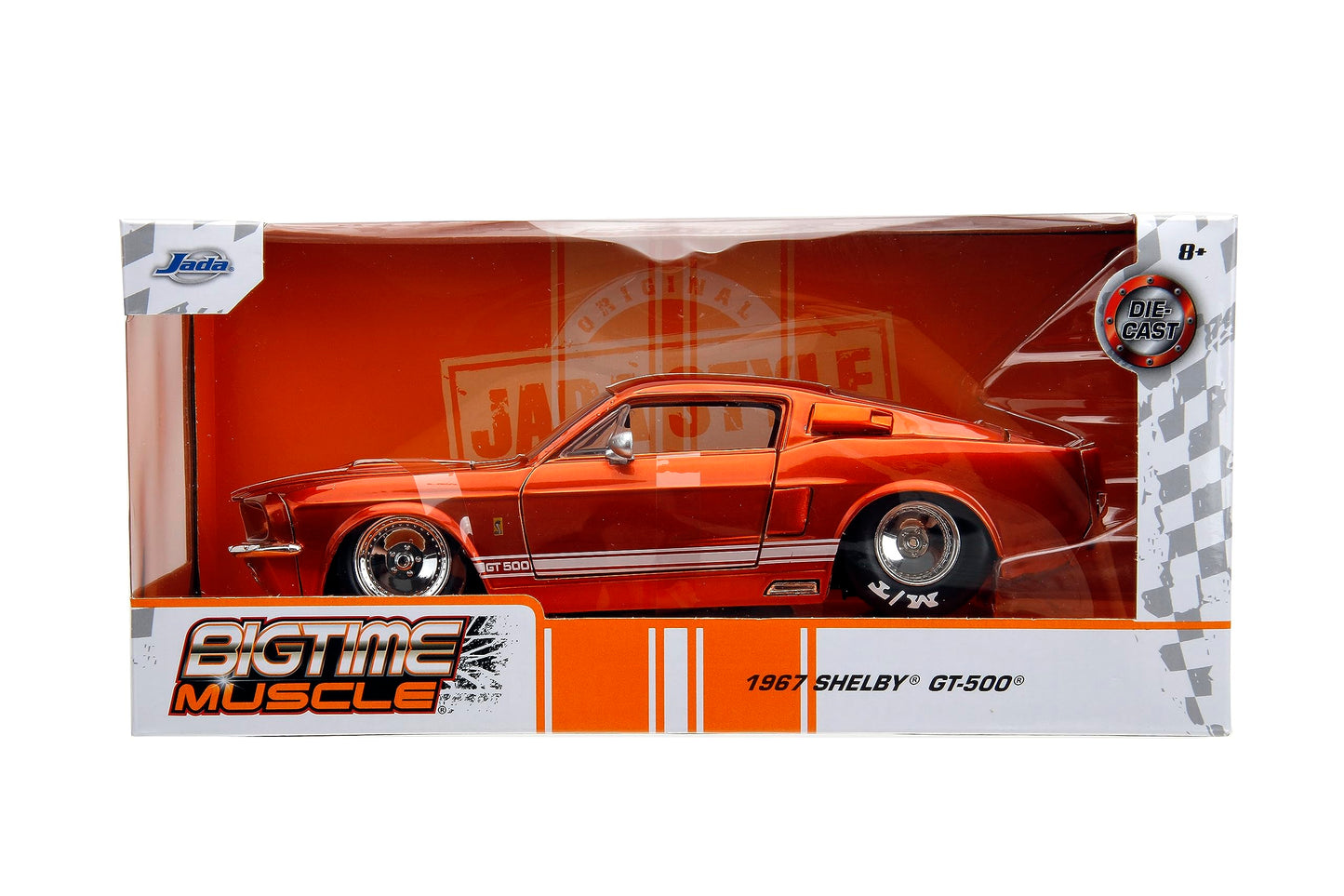 Big Time Muscle 1:24 1967 Shelby Gt-500 Die-Cast Car, Toys For Kids And Adults(Candy Orange)