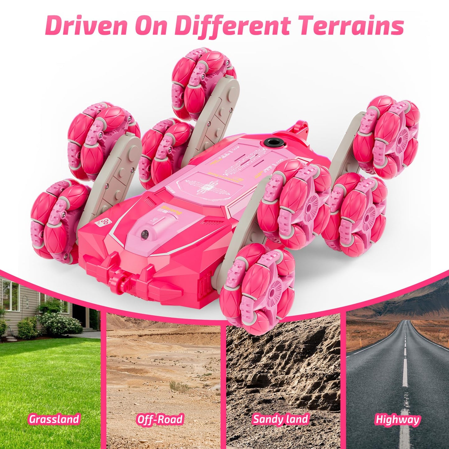 Carsky 8Wd Remote Control Cars Toys For Ages 8-13 Rc Stunt Drift Cars Kids 360Rotating Double Sided Gesture Sensing Toys For Boy