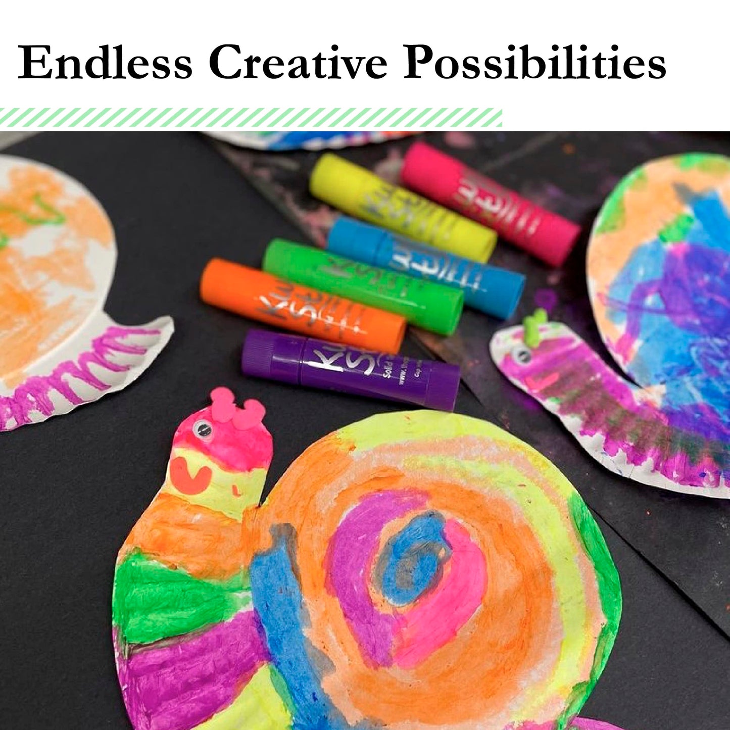 The Pencil Grip Kwik Stix NEON Solid Tempera Paint, Super Quick Drying, 6 Pack (TPG-610),Pink,Yellow,Blue,Green,Purple,Orange