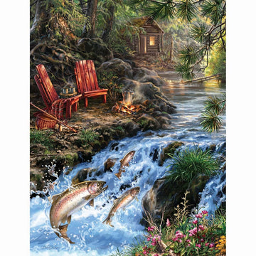 Springbok's 500 Piece Jigsaw Puzzle The Fishing Hole - Made in USA