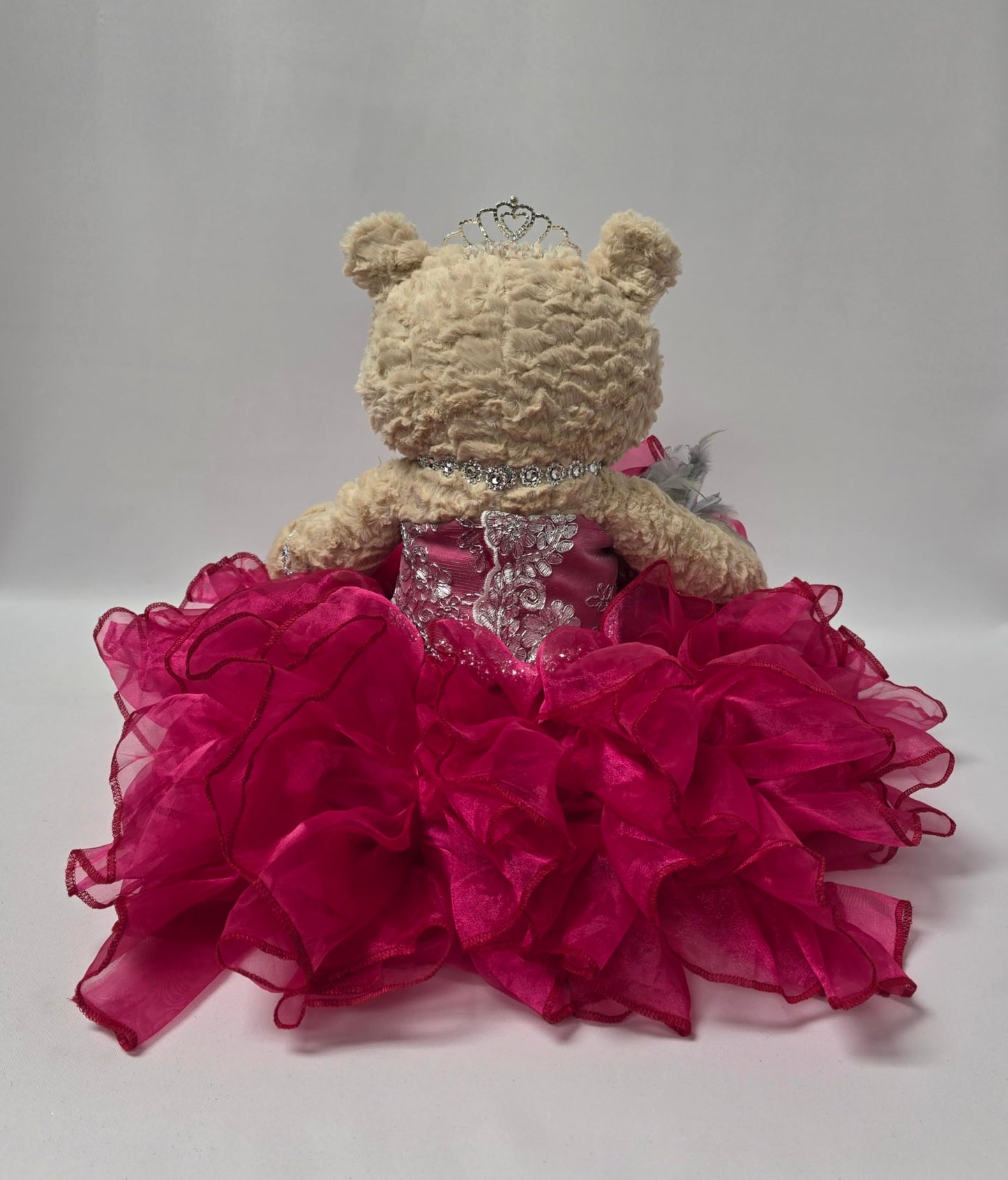 KINNEX COLLECTIONS SINCE 1997 20 Quince Anos Quinceanera Last Doll Teddy Bear with Dress (Centerpiece) ~ ARC16832-9R (Fushia)