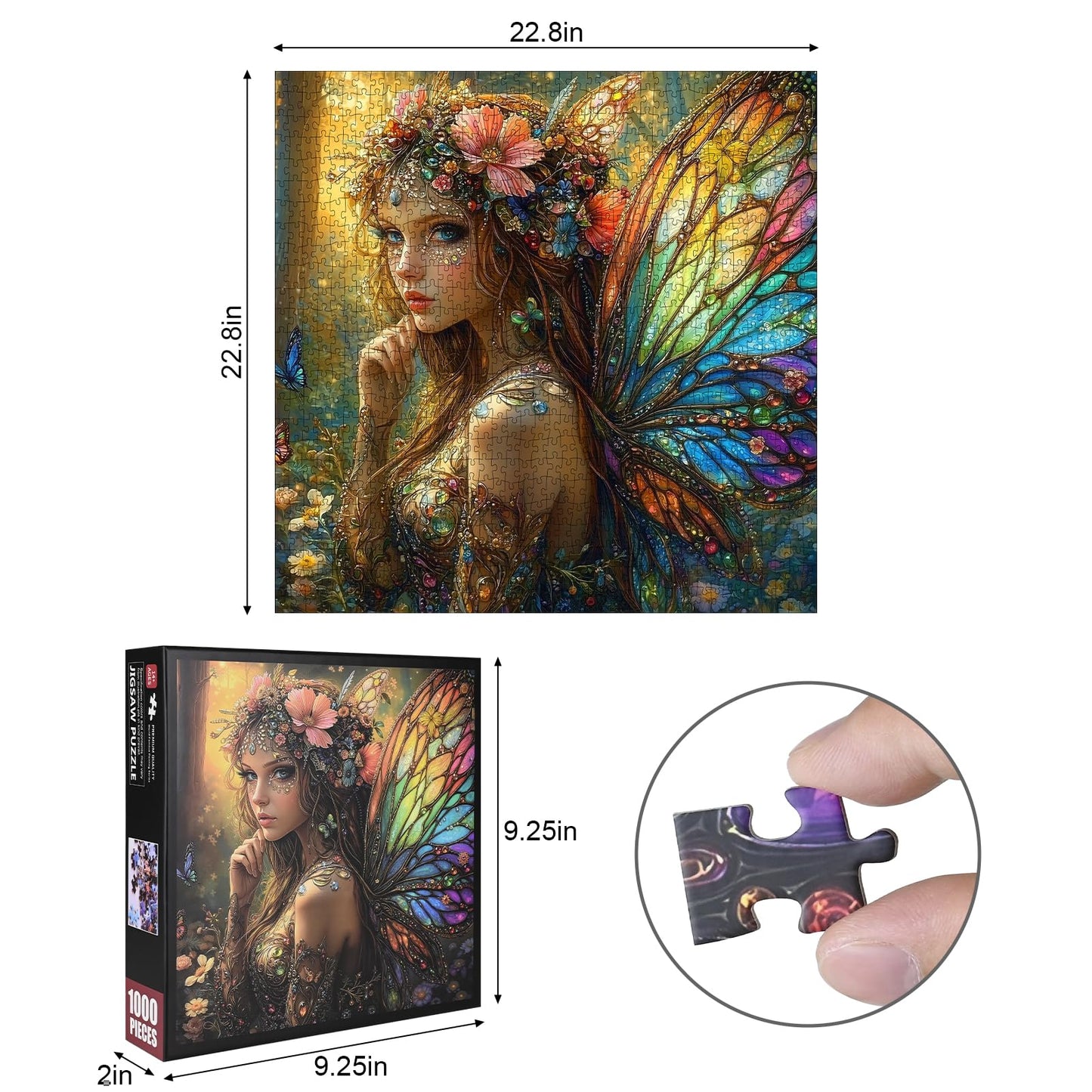1000pcs Fantasy Fairy Paper Puzzle - Vibrant Find Butterfly Wing Art  Large Puzzle Toy mature-themed Game Gift - Family Interactive Game Puzzle DIY Home Decoration Brain Challenge Gift