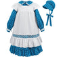 Cr Rolecos Colonial Costume Girls Prairie Pioneer Dress For Girls With Lace Pilgrim Costume Blue S Age Over 4 Years Old