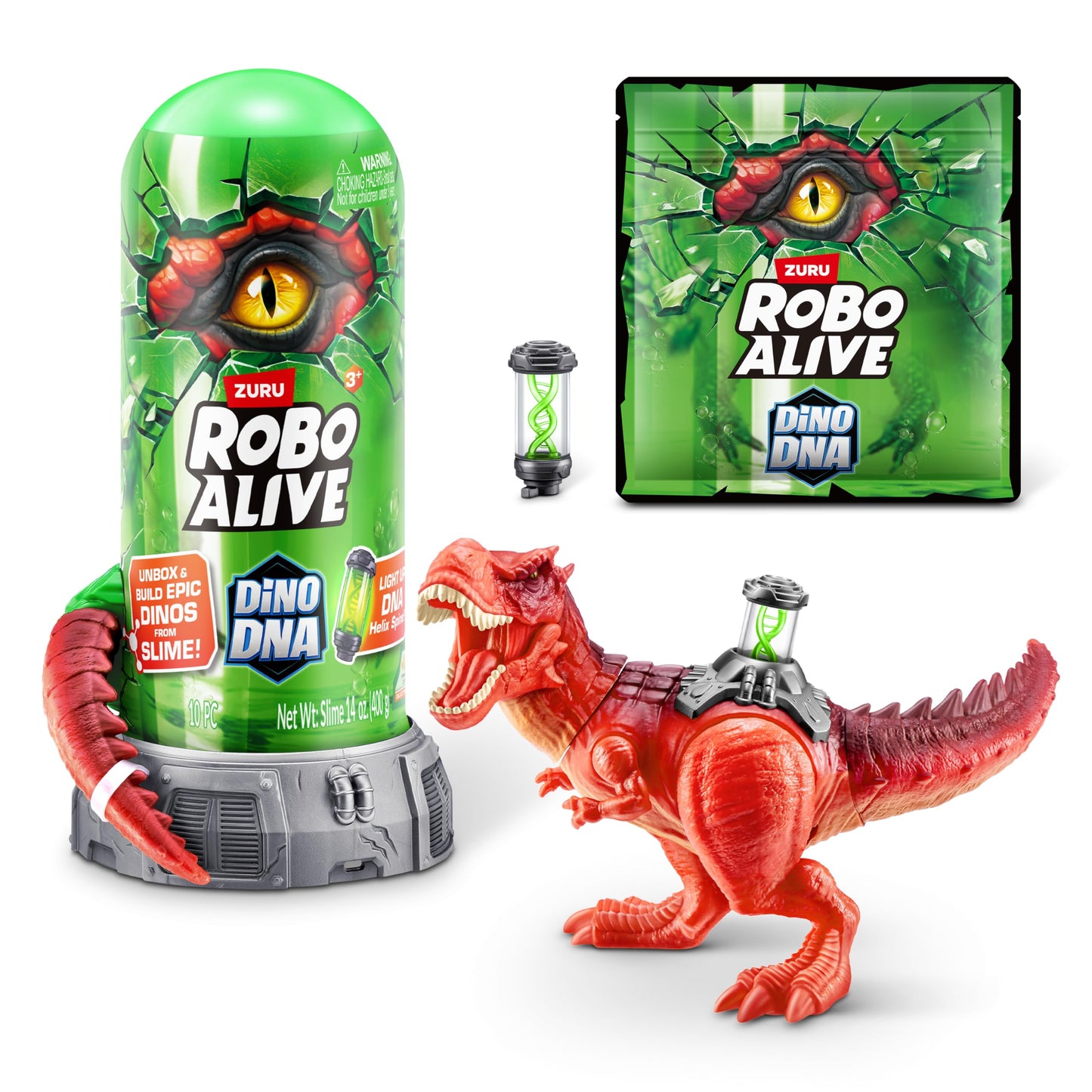 Robo Alive Dino DNA (T-Rex) by ZURU, Light up Dinosaur Toy, Surprise Unboxing