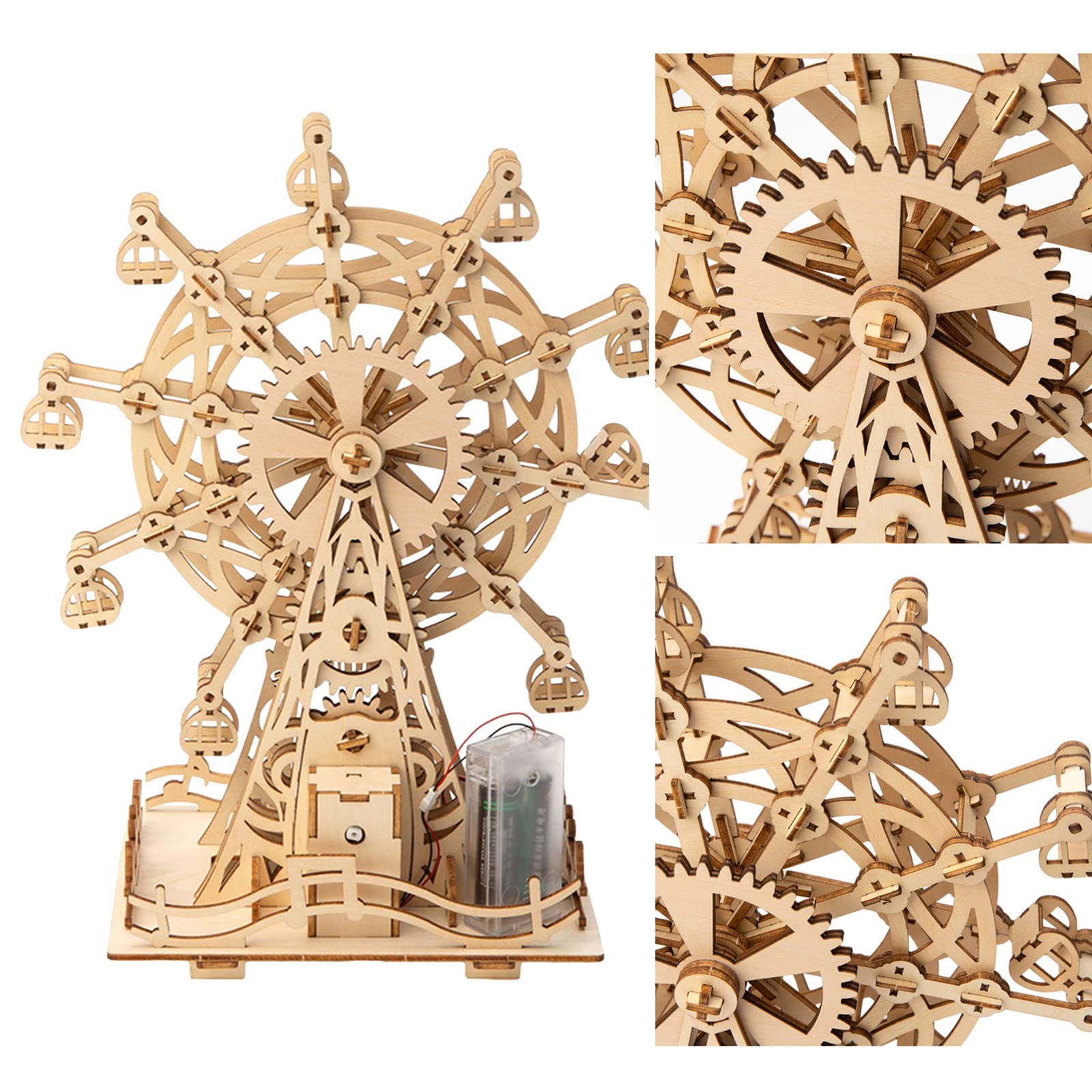 Auryee Solar 3D Wooden Puzzle Ferris Wheel Diy Model Kit Craft Sets Educational Wood Mechanical Building Toys For Adult Men Kids Age 8 10 12 14+