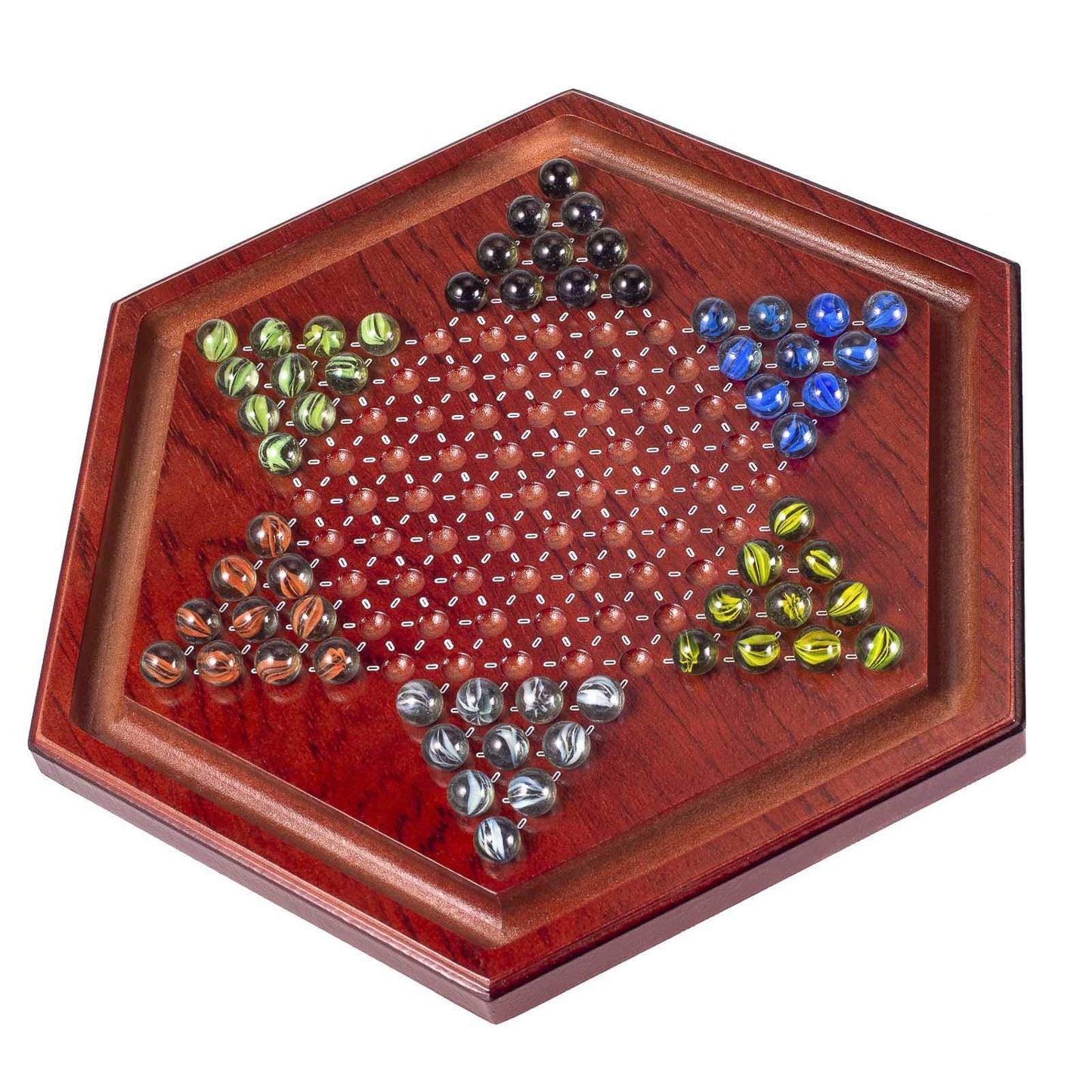 Amerous 13.6 Inches Wooden Chinese Checkers Board Game Set With 60 Colorful Glass Marbles, Classic Strategy Game For Kids, Adults, Whole Family Play (Up To Six Players)