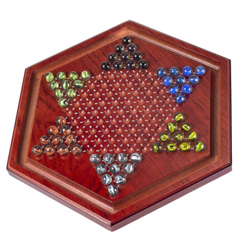 Amerous 13.6 Inches Wooden Chinese Checkers Board Game Set With 60 Colorful Glass Marbles, Classic Strategy Game For Kids, Adults, Whole Family Play (Up To Six Players)
