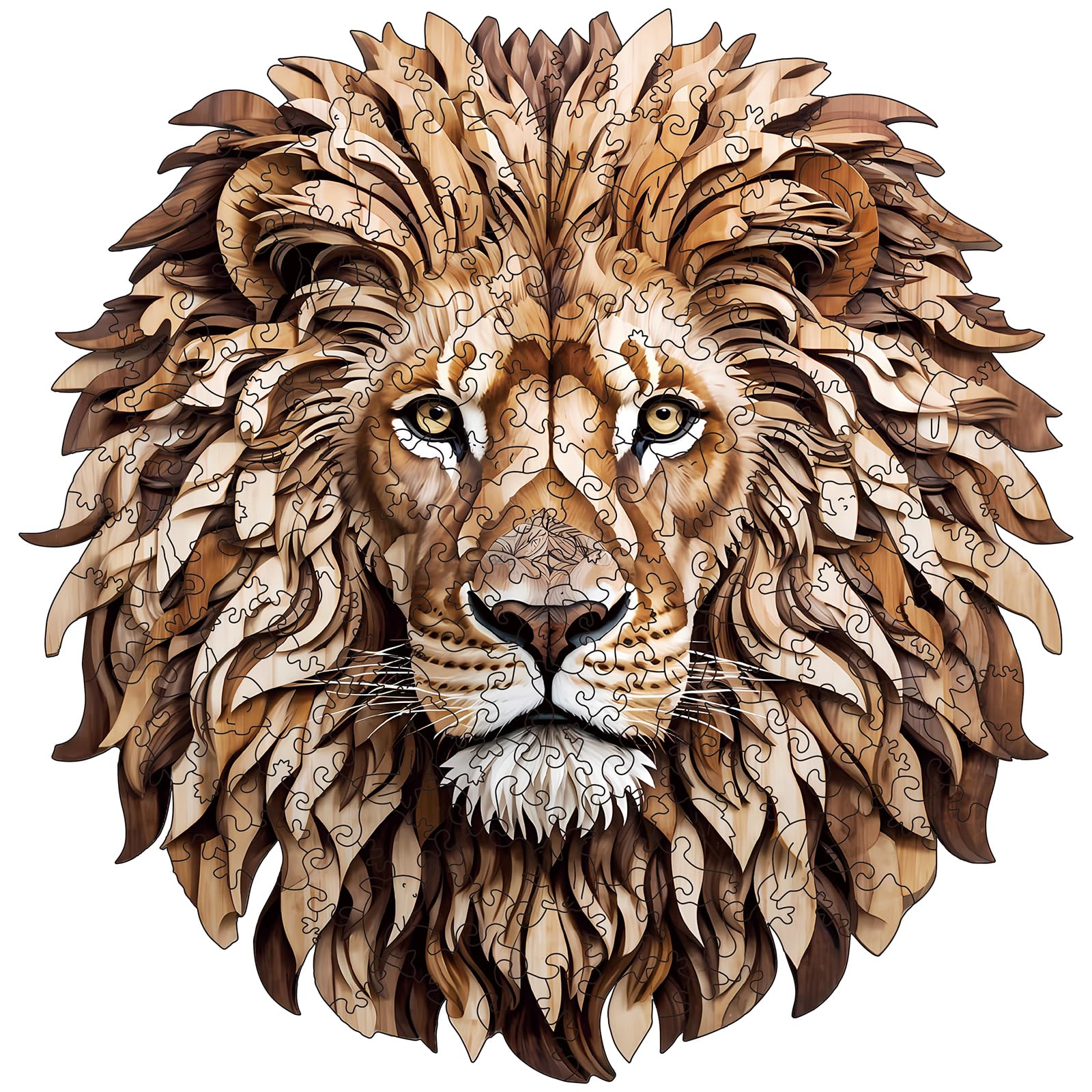 Wooden Puzzles for Adults - 200 Pieces Lion Unique Shaped Wooden Jigsaw Puzzles for Adults, Medium Size 10'' x 10.5'' Adult Wood