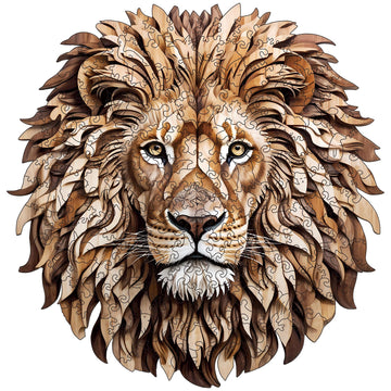 Wooden Puzzles for Adults - 200 Pieces Lion Unique Shaped Wooden Jigsaw Puzzles for Adults, Medium Size 10'' x 10.5'' Adult Wood