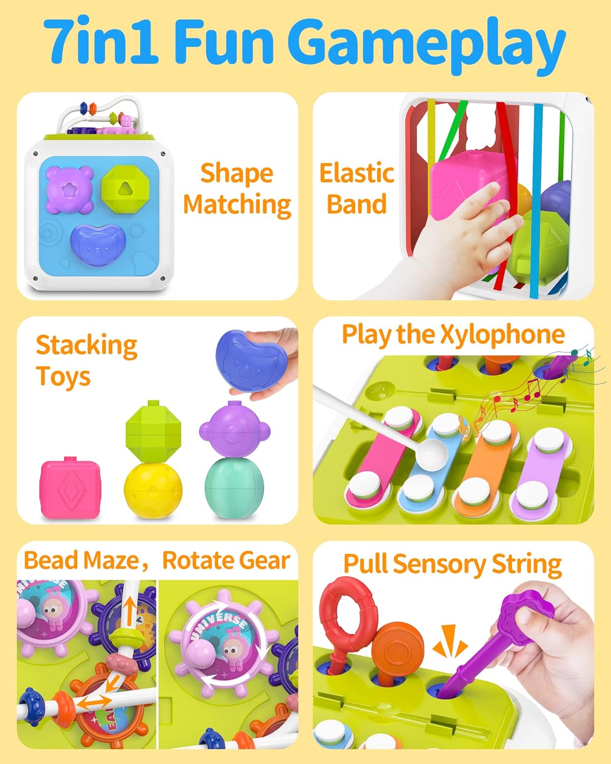 Montessori Super Fun Learning Toys for Little Explorers 7-in-1 Sensory Playtime Toddlers Adventure