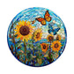 Wooden Puzzles For Adults - Glass Sunflower Wooden Puzzle, Unique Shaped Wooden Jigsaw Puzzles For Adults, Wood Puzzles Adult, P