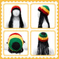 Geyoga Rasta Hat With Long Black Hair Funny Rasta Wig Beanie Jamaican Dreadlocks Wig Hat For Children'S Costume Headwear Accesso