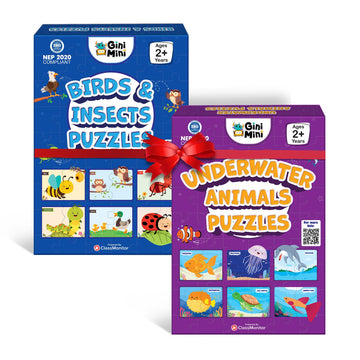 Ginimini Combo Puzzle Set For Kids | Buy 1 Get 1 Free | Underwater Animals + Birds & Insects Themes | 64 Colorful Educational Ji