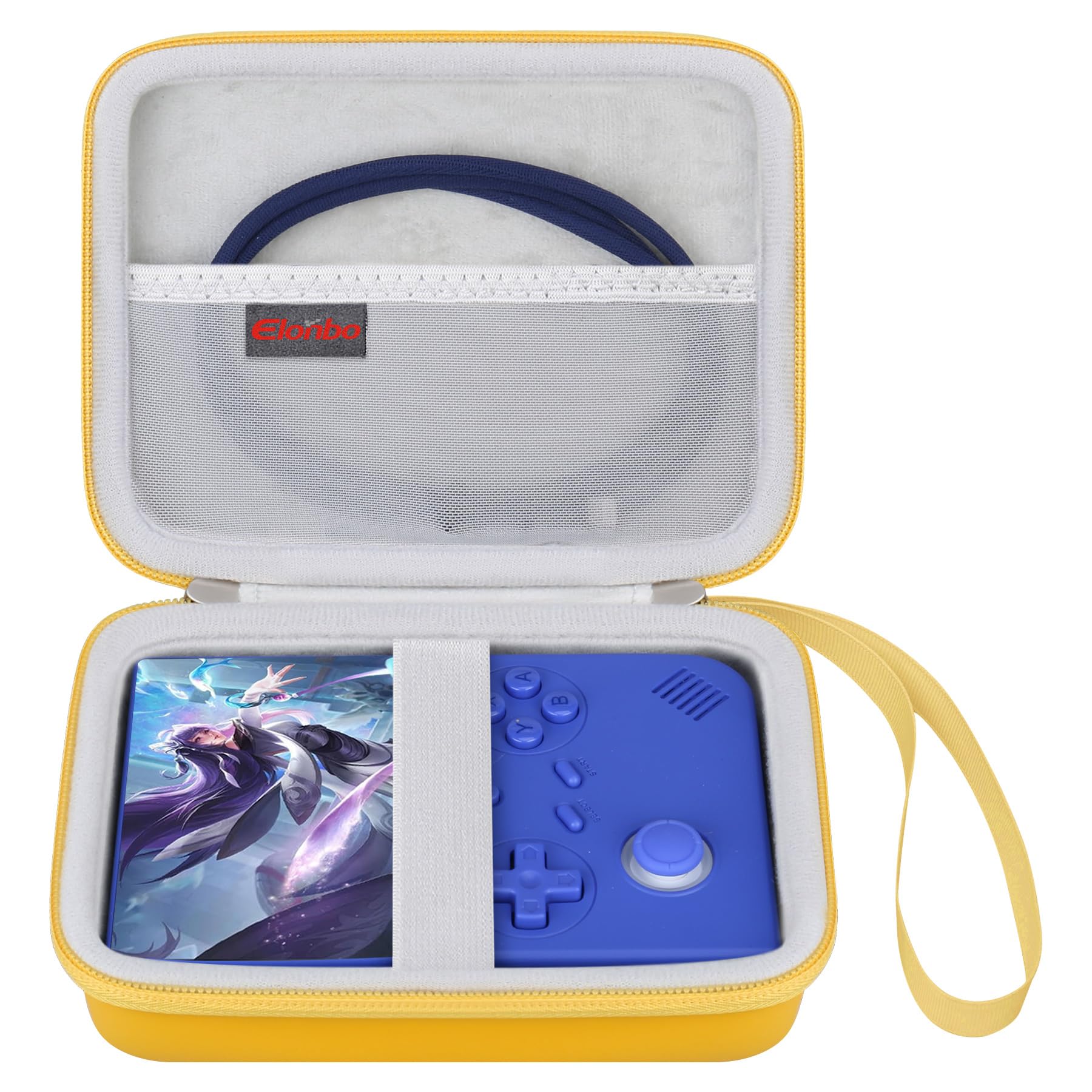 Elonbo Carrying Case for RG40XXV / RG405V Retro Handheld Game Console  Android Retro Handheld Gaming Travel Storage Cover Bag Linux System Games Organizer Holder  Mesh Pocket fits Cables  Yellow