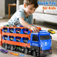 GYYCKTD Cars Truck Set Transport Toy for Kids, Race Track Set with 12 Die-Cast Cars, Trucks Playset, 2-Tier Launching Tracks, Ca