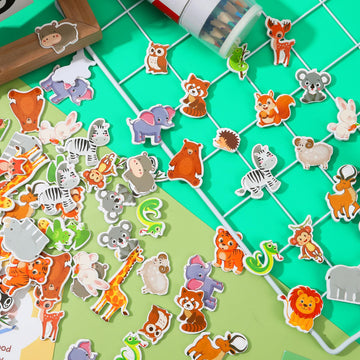 Julbear 300 Pieces Animals Foam Stickers Bulk Self-Adhesive Cartoon Forest Animals Reward Stickers For Arts Crafts Animals Fores