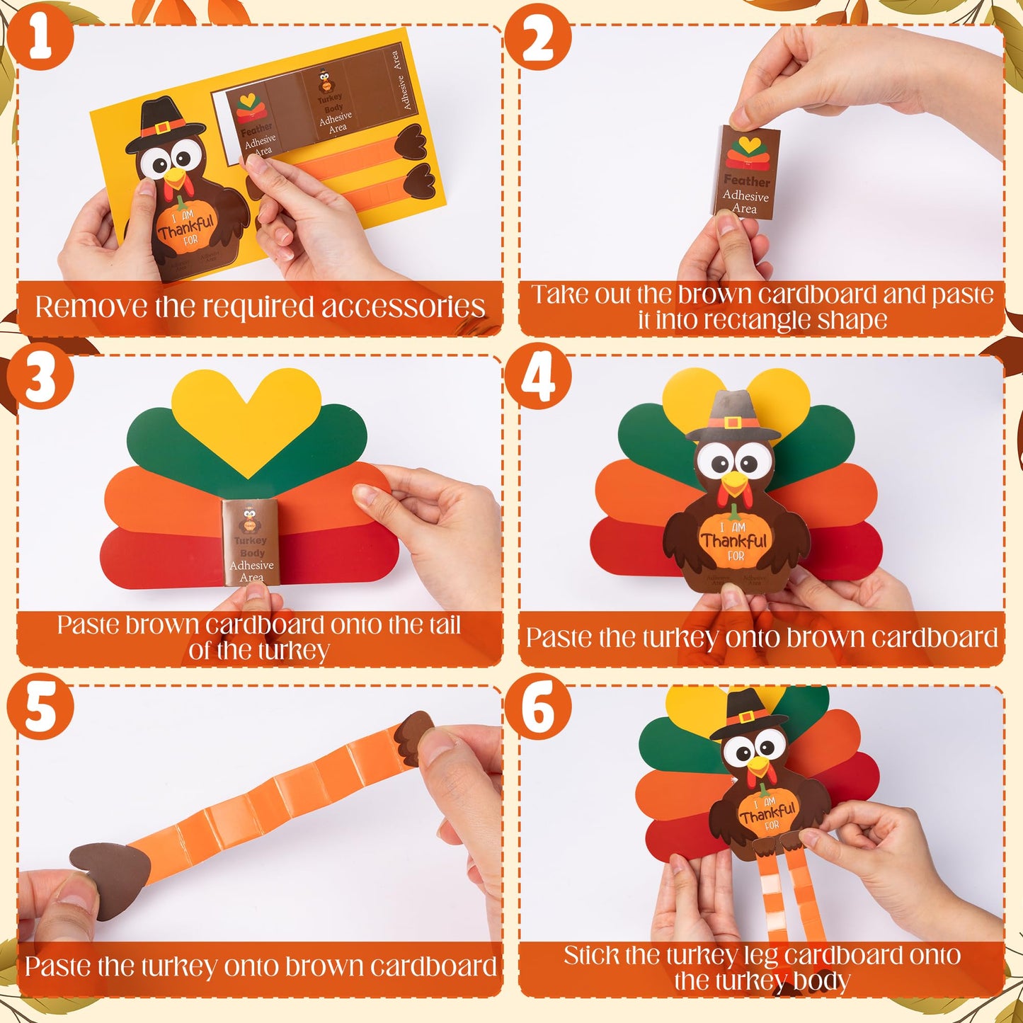 WATINC Thanksgiving Turkey Craft Kit, DIY 3D Thankful Turkey Assembly Kit for Kids Classroom, Autumn Party Favors Fall Harvest H