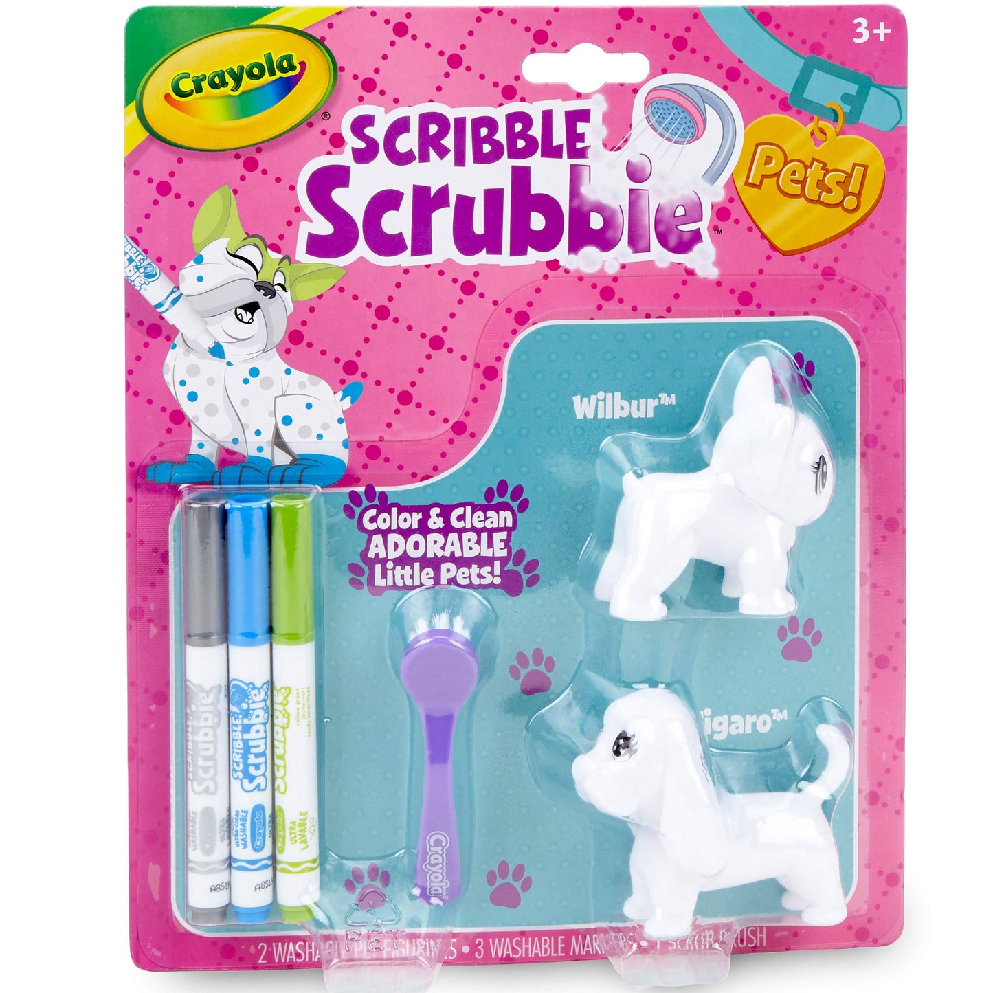 Crayola Scribble Scrubbie Pets, French Bulldog & Basset Hound, Kids Toys, Gift for Girls & Boys, Age 3, 4, 5, 6