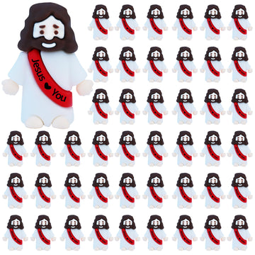 ILHSTY 50 Pcs Little Jesus Figures - Mini Rubber Jesus Toys Jesus Love You for Easter Egg Fillers Egg Hunts Religious Party Favo
