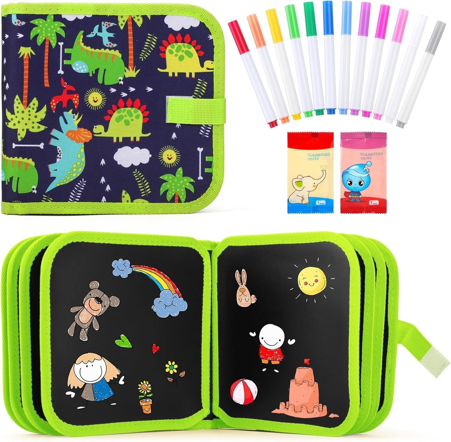 FunBlast Erasable Doodle Book for Kids  Reusable Drawing Books Slate for Kid, Scrap Painting Kit for Kid, Drawing Book with Wet