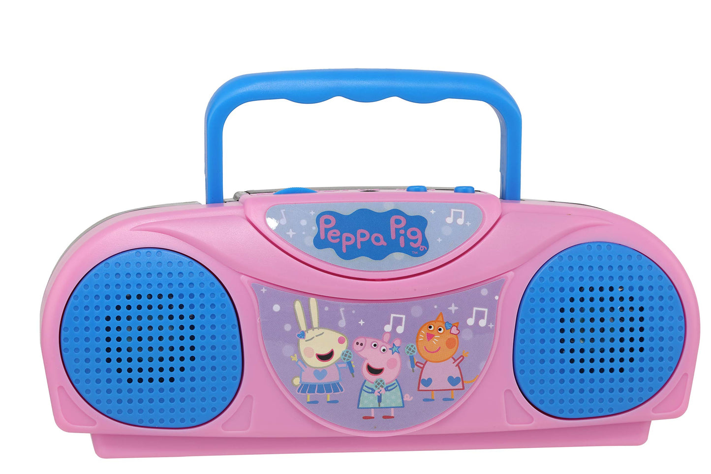 Sakar Peppa Pig Kids Karaoke Machine With Radio Ko1-03371 Compatible With Ipod And Mp3 Player, Am Fm Portable Radio, Includes Corded Microphone For Kids, Durable Handle, Red/Blue Design