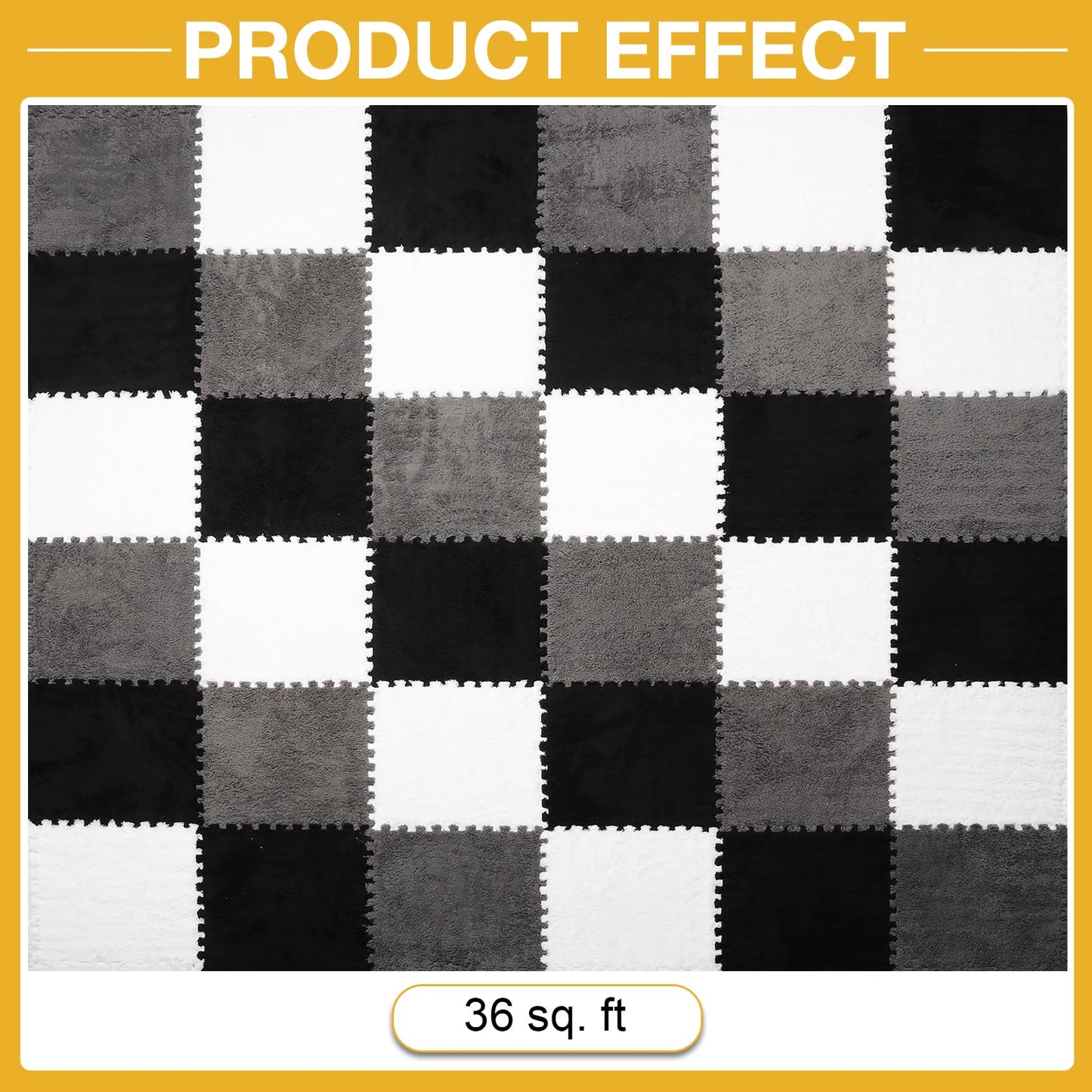 36 Pcs Plush Interlocking Carpet Tiles,Non-Toxic Foam Carpet Tiles For Toddler Baby,Machine-Washable,Anti-Slip,Eva Foam Interloc