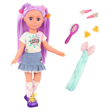 Glitter Girls – Luma 14-Inch Posable Doll With Hair Extension & Pink Hair Bow, Hair Clips, And Colorful Outfit – Toys, Clothes, And Accessories For Kids Ages 3 And Up