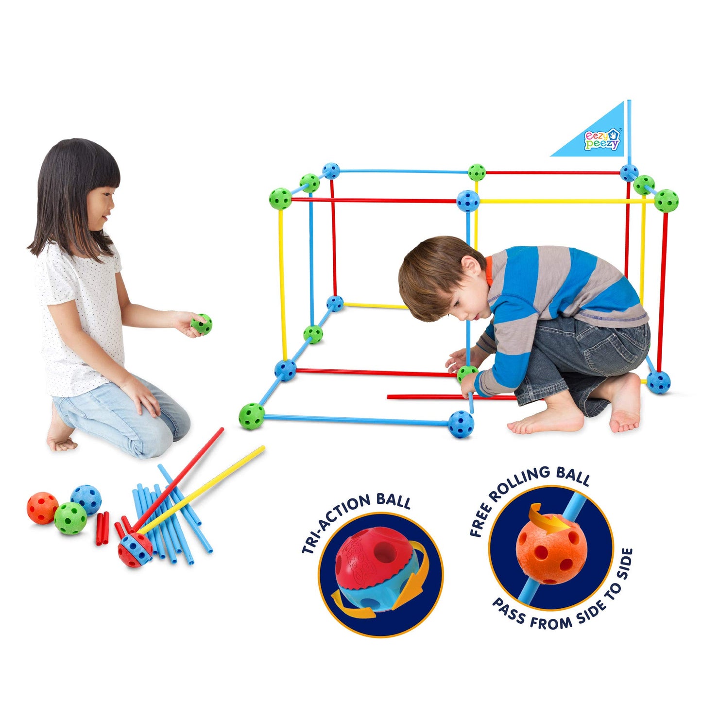 Eezy Peezy Connect N Build Building Toys Starter Pack With 79 Pieces - Stem Toy For Kids