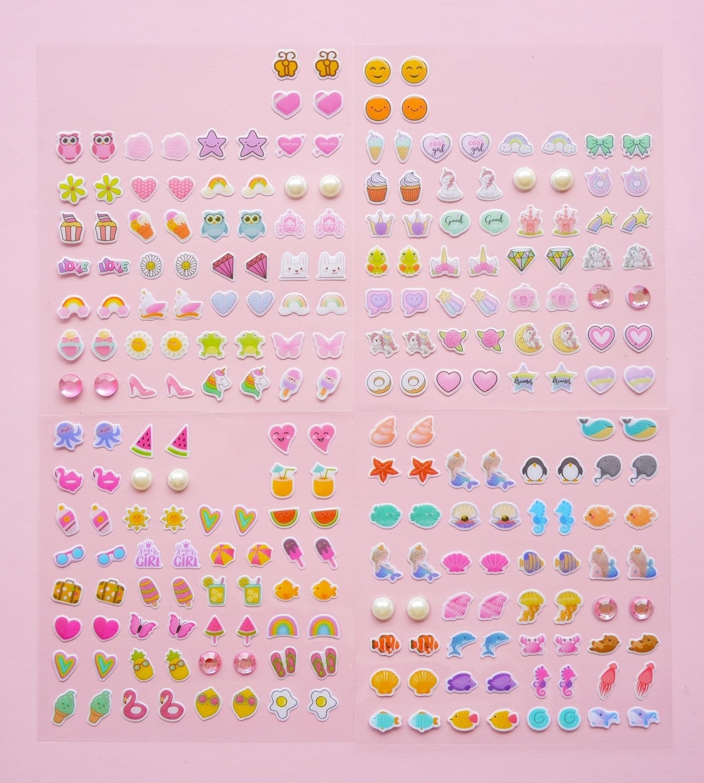 Koutey Stick On Earrings - 3D Unicorn Glitter Stickers, Small, Multicolor, Self-Adhesive Craft Gems