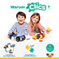 Clics Basic Set of 560 Pieces Construction Toys, Educational STEM Blocks, 20 in 1, Plastic, Glitter, Model CB606
