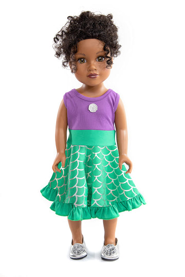 Little Adventures Twirl Princess Doll Dress (Mermaid) - Doll Not Included - Machine Washable Child Pretend Play And Party Doll Clothes With No Glitter