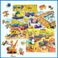 Wooden Puzzles For Kids Ages 4-8, Construction Sites Vehicles 4-In-1 Jigsaw Puzzles In A Wood Storage Box, 24 48 60 88 Pieces Co
