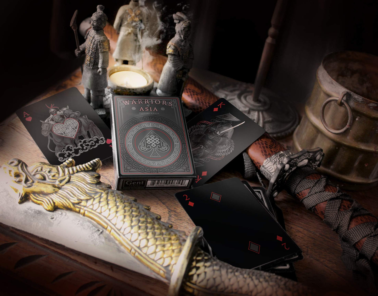 Gent Supply Warriors Of Asia Waterproof Playing Cards Black Pvc Edition Deck