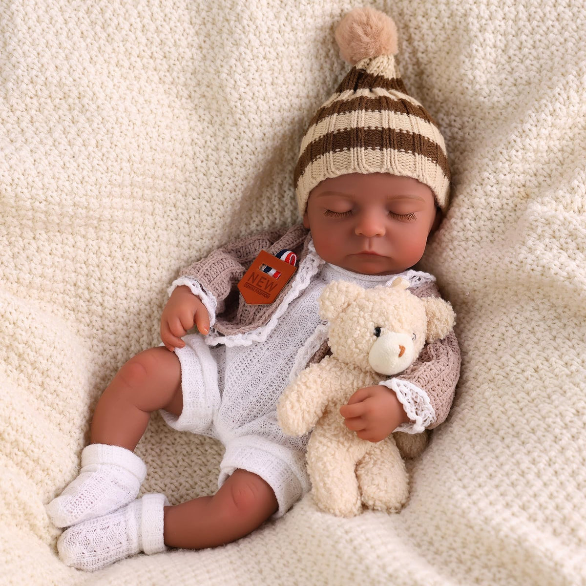 BABESIDE Full Silicone Baby Doll, 12inch 3.8lb Black Reborn Baby Dolls
