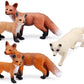 Uandme Fox Toy Figures Set Includes Arctic Fox & Red Foxes Figurines Cake Toppers (5 Foxes)