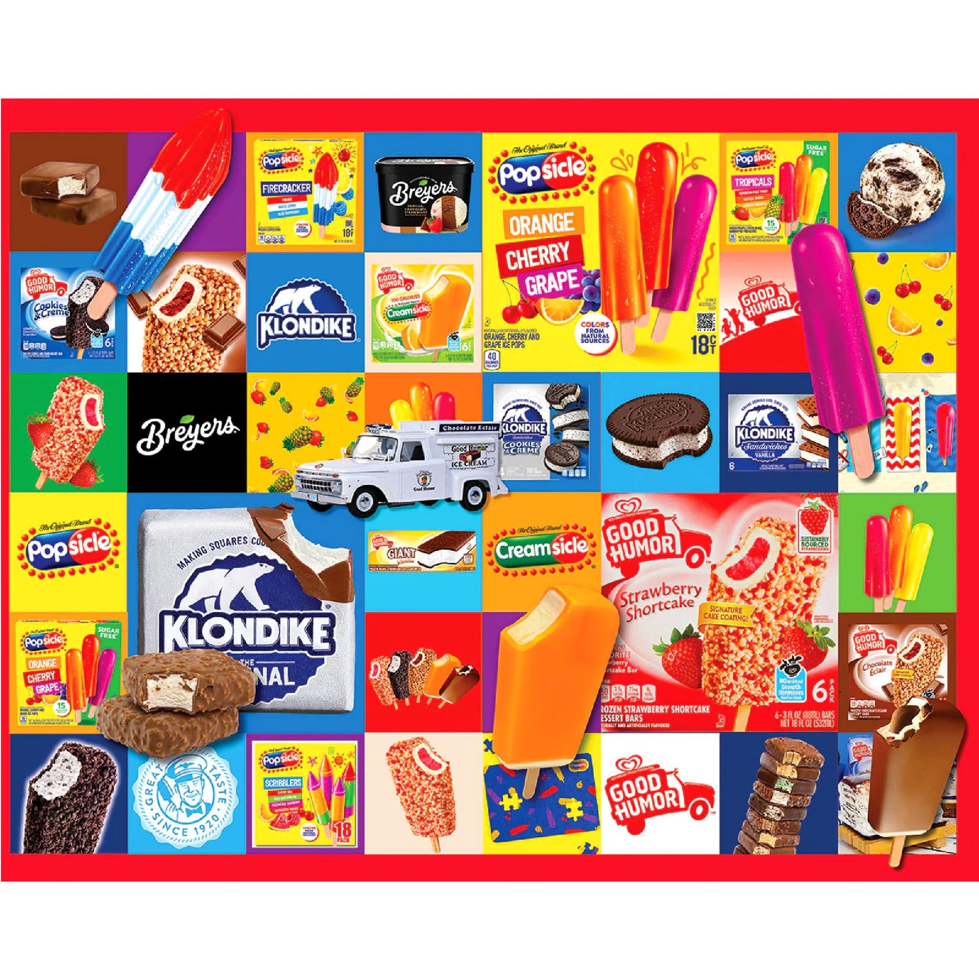 White Mountain 1000 Piece Puzzle Vintage Food Collage Jigsaw Puzzles for Family and Adults - Favorite Ice Creams