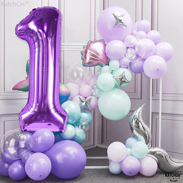 Katchon, Giant Purple 1 Balloon For First Birthday - 40 Inch, Helium Supported | Purple Number 1 Balloon, Purple 1St Birthday Decorations | Purple Number One Balloon, 1St Birthday Decorations Girl
