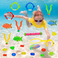 YGSEPCC 45 Pcs Pool Diving Swimming Toys for Kids Ages 3-12 Summer Pool Game Toys Set with Diving Door Diving Stick Fish Ring Ge