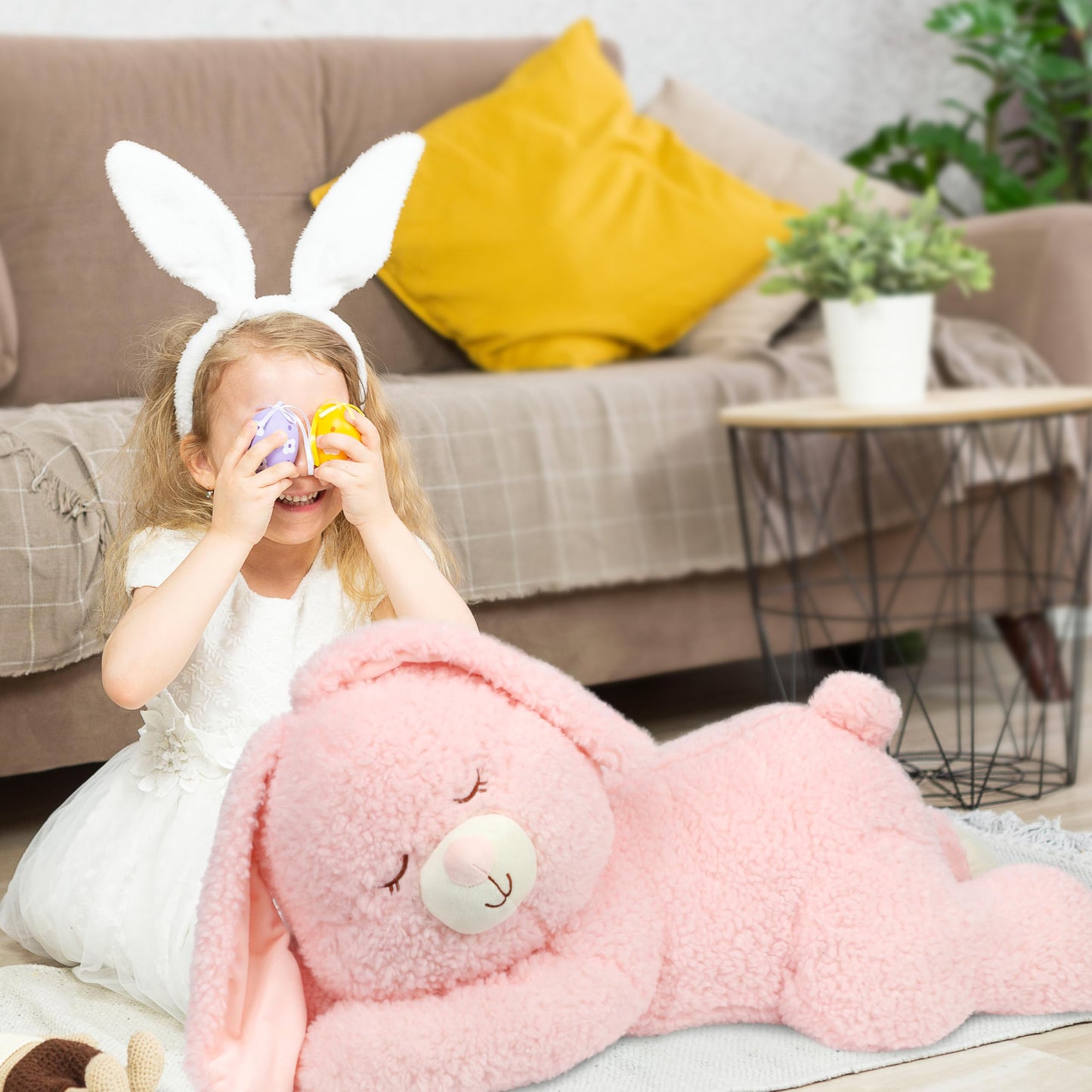 Cudhug Giant 31.5 Pink Bunny Stuffed Animal - Large Soft Plush Rabbit Toy for Kids, Perfect Easter & Birthday Gift