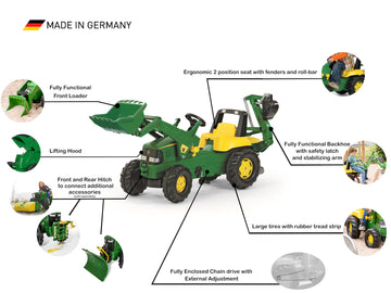 Rolly Toys John Deere Pedal Tractor With Working Loader And Backhoe Digger, Youth Ages 3+
