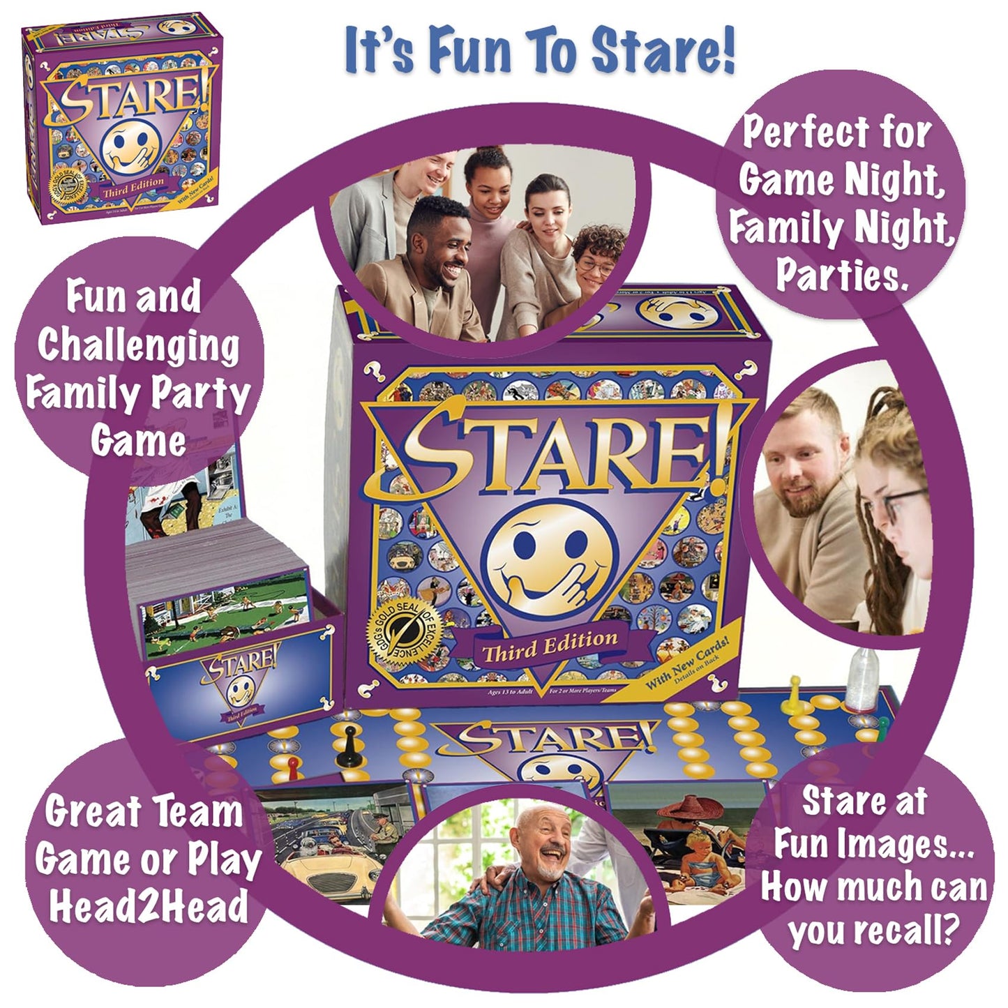 Stare - Players Have A Blast Testing Powers of Recall in This Fun Board Game of Memory & Observation - for mature-themed & Family Game Night