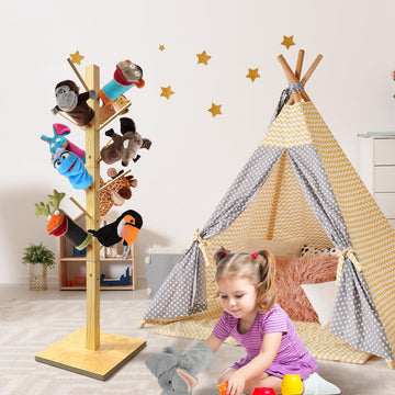 Montex Puppet Stand Up To 15 Puppets, Wooden Puppet Tree, Puppets Holders